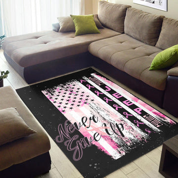 JEEP Breast Cancer - Area Rug Flag American with Flowers LT13
