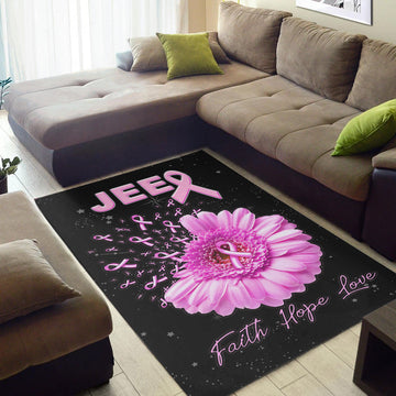 JEEP Breast Cancer - Area Rug Flowers with Flag American LT13