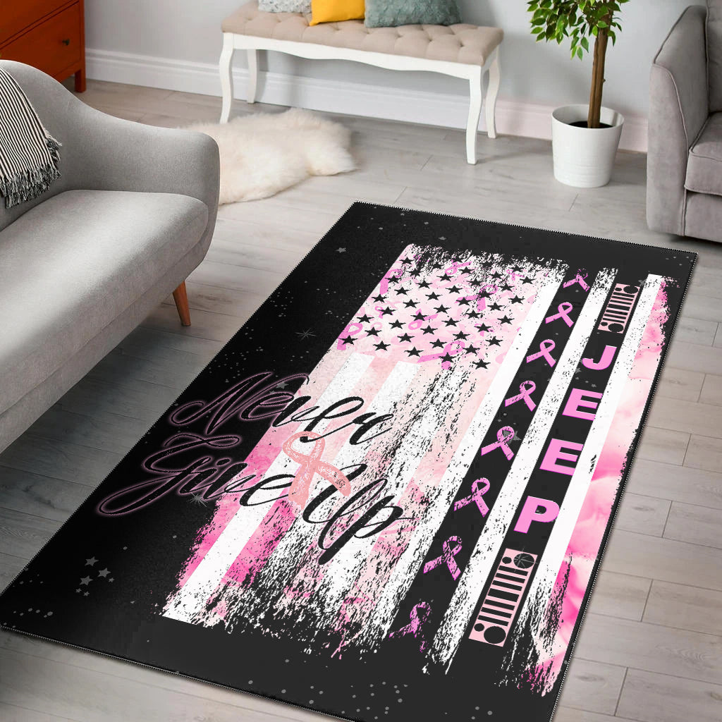 JEEP Breast Cancer - Area Rug Flag American with Flowers LT13