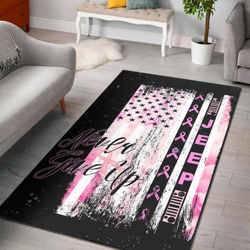 JEEP Breast Cancer - Area Rug Flag American with Flowers LT13