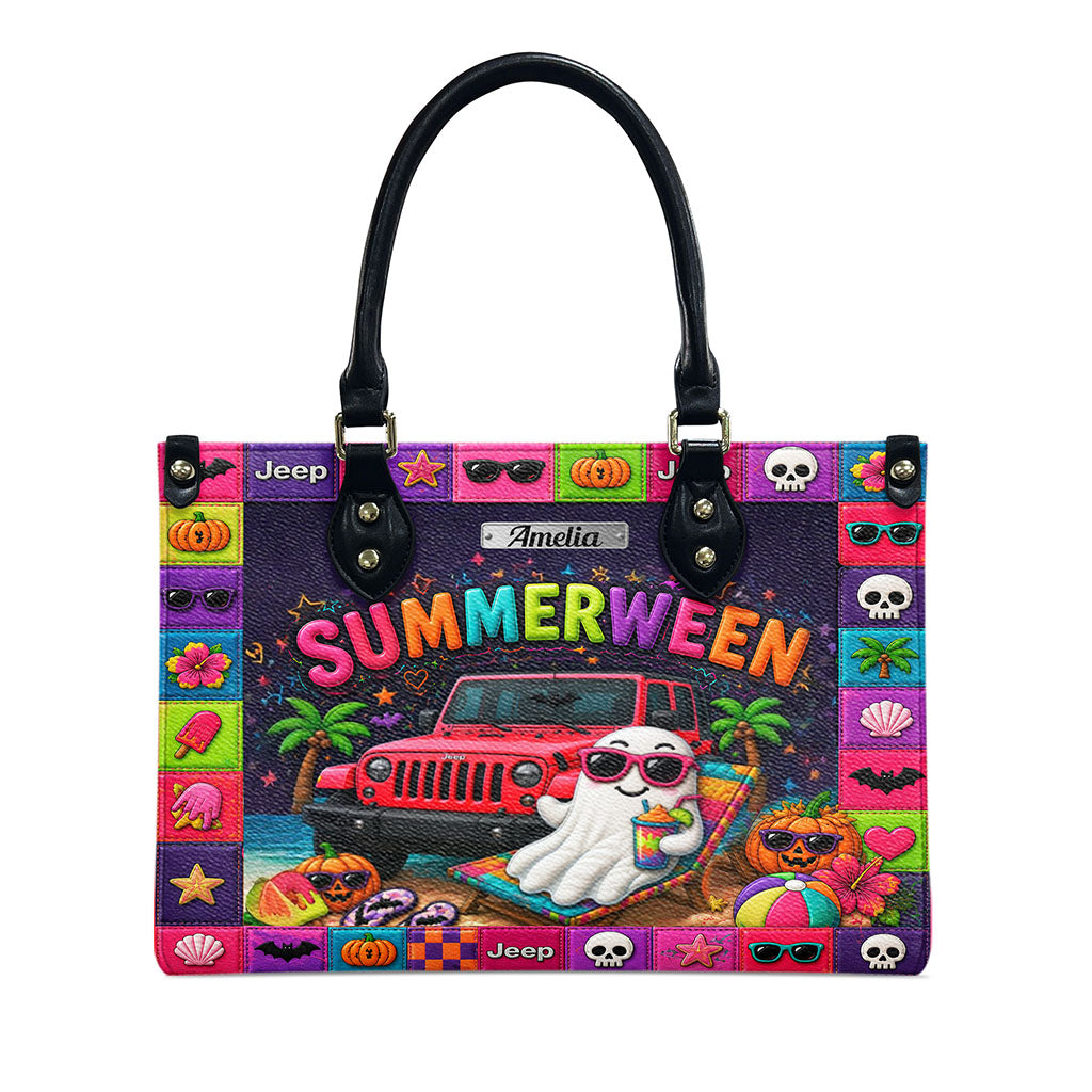Jeep Summerween Halloween Ghost Beach Personalized Leather Handbag-DN2808261126