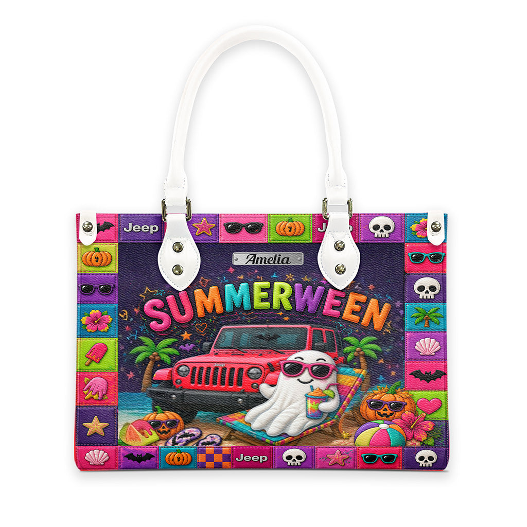 Jeep Summerween Halloween Ghost Beach Personalized Leather Handbag-DN2808261126