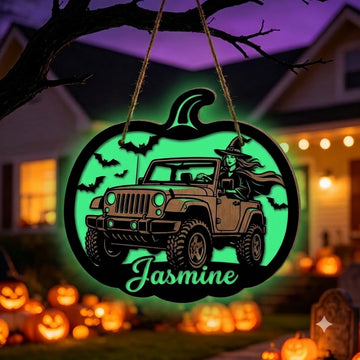 Jeep Witch Personalized Luminous Wooden Sign-DN2808260954