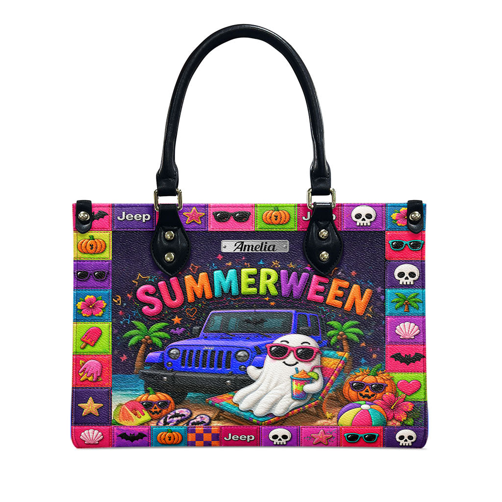 Jeep Summerween Halloween Ghost Beach Personalized Leather Handbag-DN2808261126