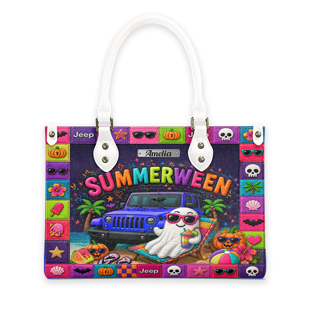 Jeep Summerween Halloween Ghost Beach Personalized Leather Handbag-DN2808261126