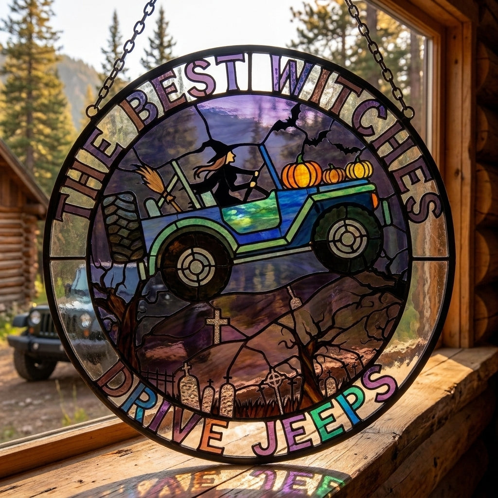 The Best Witches Drive Jeeps Suncatcher Window Glass Hanging-DN2808261000