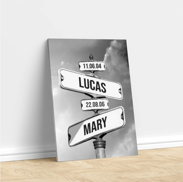 litzzy Personalized Matte Canvas "Date of birth of children", Family Sign, Personalized Gifts for Dad & Mom, Family Prints, Family Member Name Street Sign Canvas Wall Art   