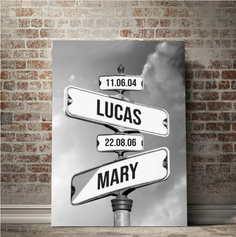 litzzy Personalized Matte Canvas "Date of birth of children", Family Sign, Personalized Gifts for Dad & Mom, Family Prints, Family Member Name Street Sign Canvas Wall Art   