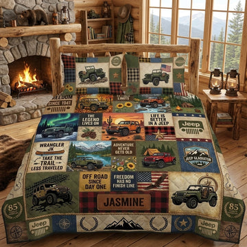 Jeep 85th Anniversary Personalized Quilted Bedding Set TN0608261531