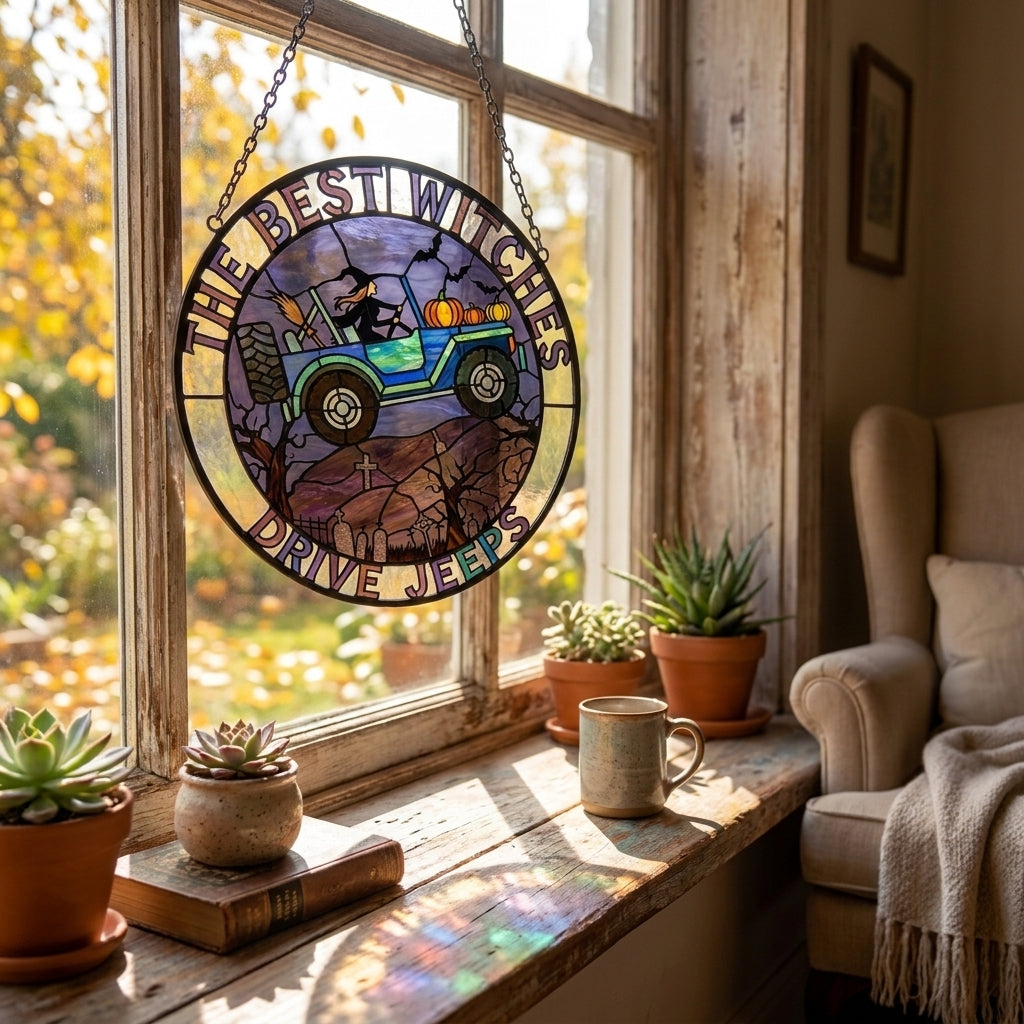 The Best Witches Drive Jeeps Suncatcher Window Glass Hanging-DN2808261000