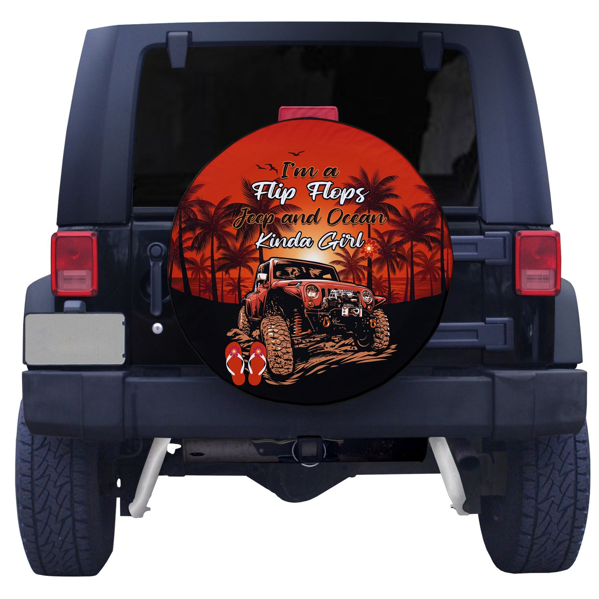 Jeep Spare Tire Cover Im A Flip Flops And Jeep Kinda Girl Red LT14 - image 2