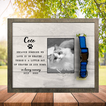 litzzy Personalized Memorial Pet Collar Holder, Pet Memorial Sign, Personalized Heartfelt Gift, Dog Bereavement, Cat Bereavement Pet Picture Frame Style 3 8.7x10.6 inches  