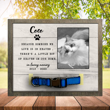 litzzy Personalized Memorial Pet Collar Holder, Pet Memorial Sign, Personalized Heartfelt Gift, Dog Bereavement, Cat Bereavement Pet Picture Frame Style 4 8.7x10.6 inches  