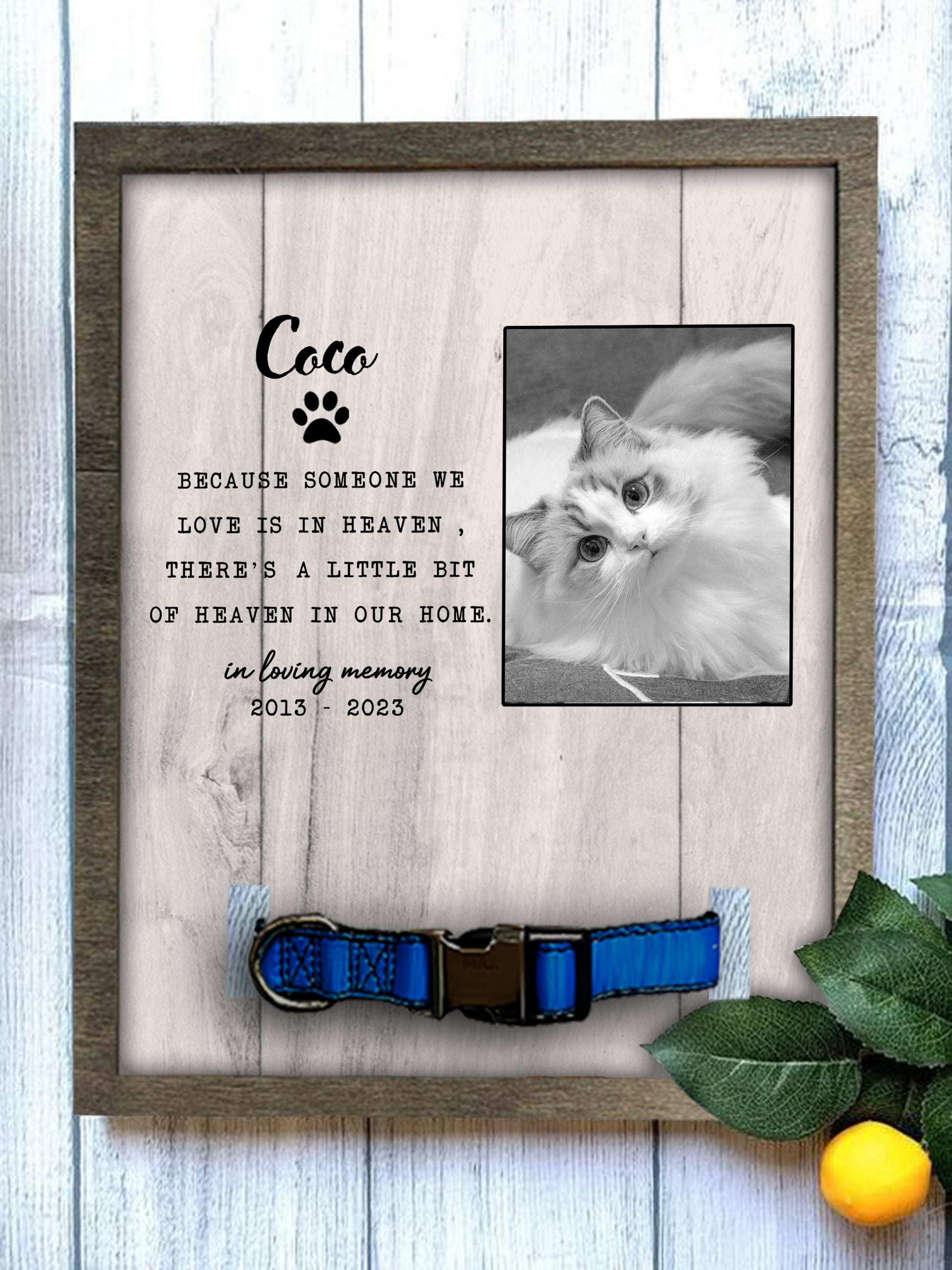 litzzy Personalized Memorial Pet Collar Holder, Pet Memorial Sign, Personalized Heartfelt Gift, Dog Bereavement, Cat Bereavement Pet Picture Frame   