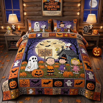 P-nust Friends Halloween Quilt Bedding Set – Spooky Fall Bedroom Décor-  TN2209261641
