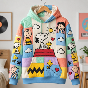 Cozy P-nust Patchwork Hoodie - Cute Pastel Cartoon Pullover- TN2209261803