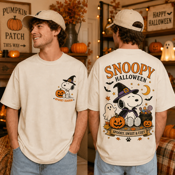 P-nust Halloween T-Shirt – Witch, Pumpkin & Ghost Graphic Tee- TN2209261806