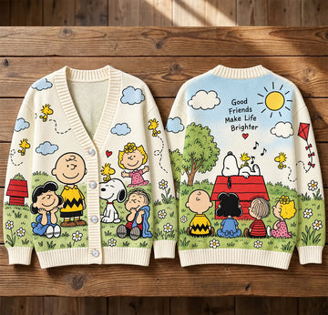 Classic Comic Friends Cardigan – Cute P-nusts Knit Sweater-TN2209261807