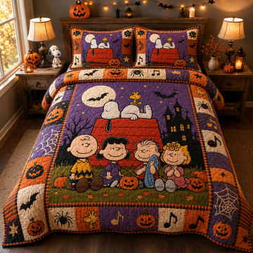 P-nust Halloween Quilt Bedding Set – Pumpkin Night Bedroom Décor-TN2209261646