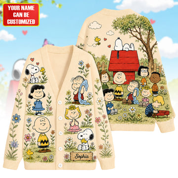 Personalized P-nust Floral Cardigan – Custom Name Vintage Garden Sweater- TN2209261809