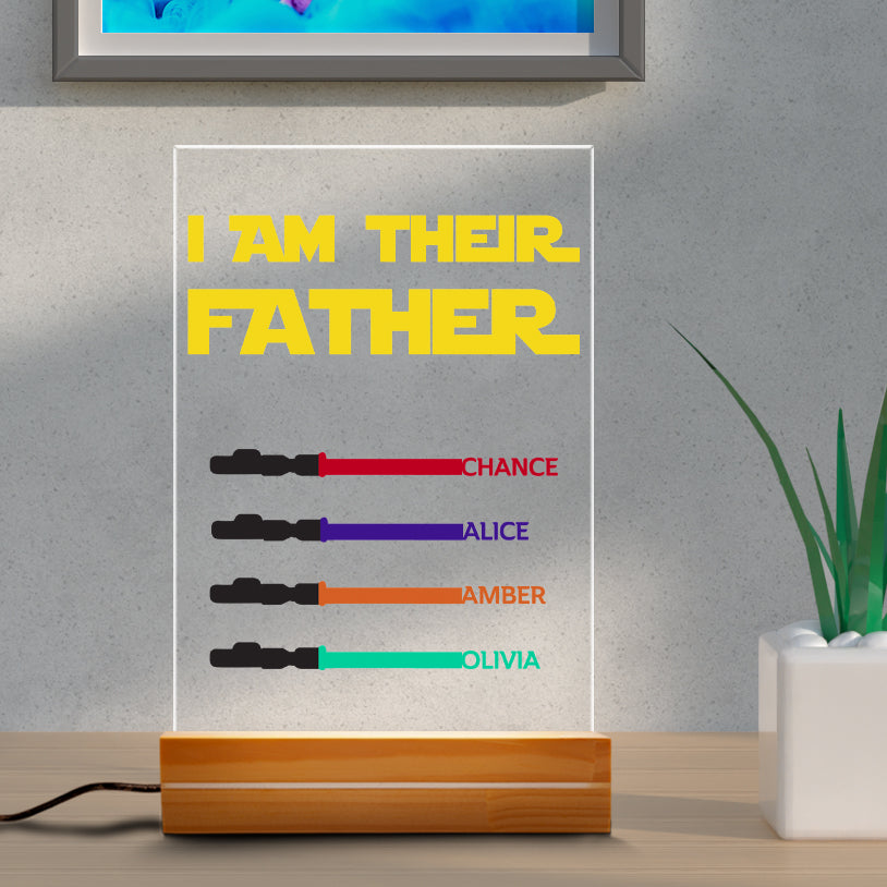 litzzy I Am Their Father Night Light, Personalized Night Light For Dad, Fathers Day Gift, Birthday Gift for Him, Custom Light Saber Name Sign Night Light   