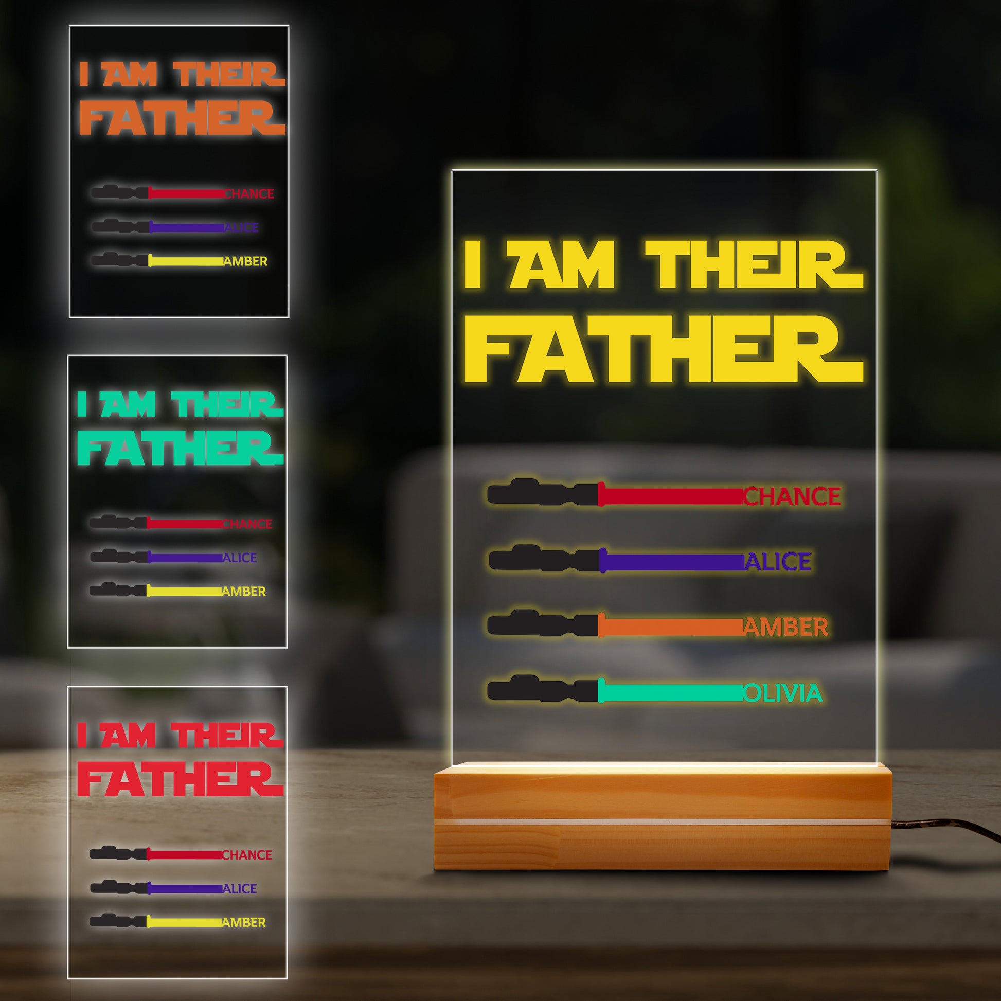 litzzy I Am Their Father Night Light, Personalized Night Light For Dad, Fathers Day Gift, Birthday Gift for Him, Custom Light Saber Name Sign Night Light   
