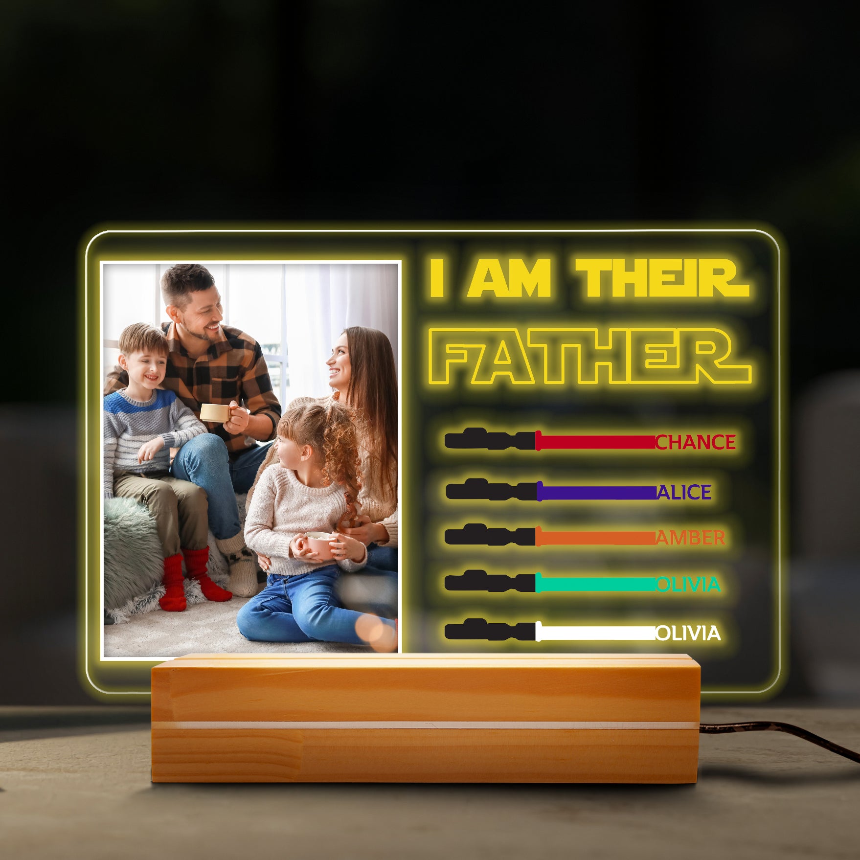 litzzy Personalized I Am Their Father Night Light Photo Upload, Gift For Dad, Fathers Day Gift, Birthday Gift for Him Night Light   