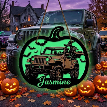 Jeep Witch Personalized Luminous Wooden Sign-DN2808260954