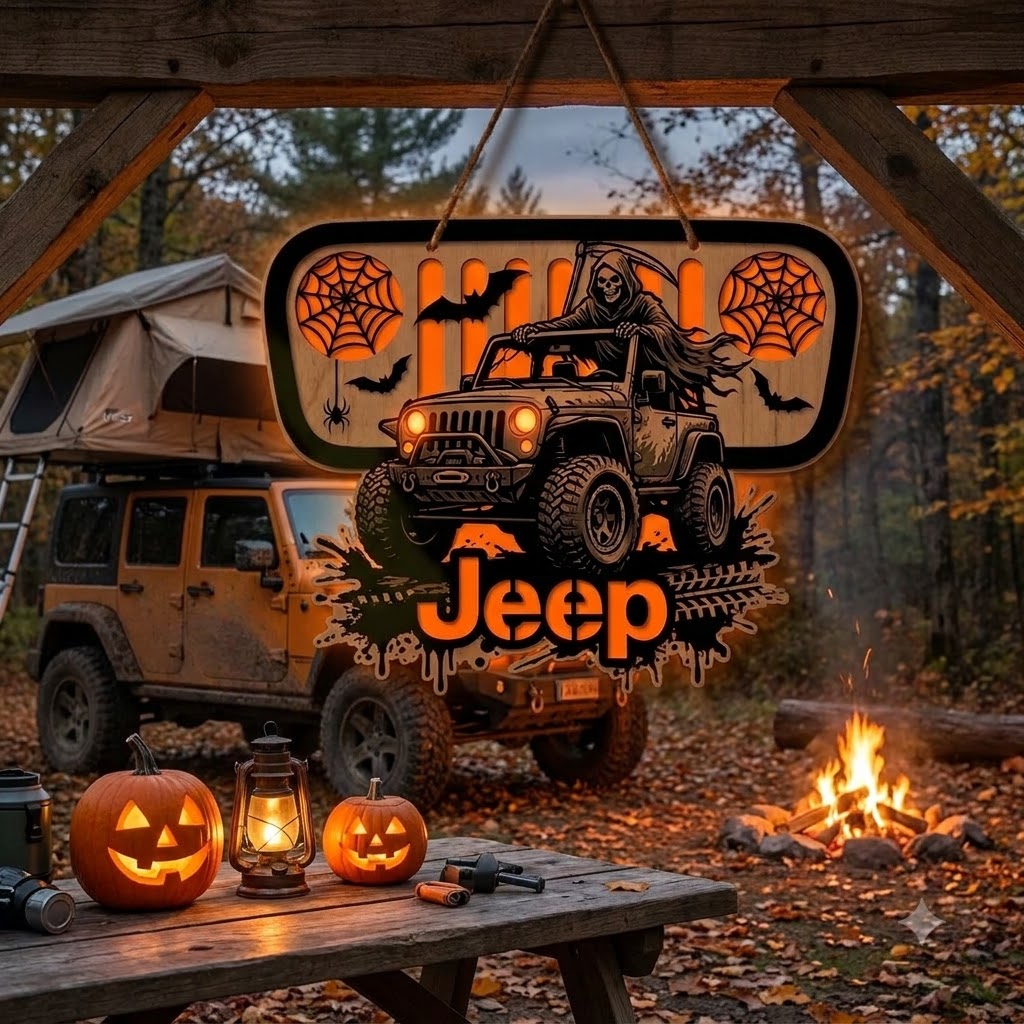 Jeep Skull V2 Luminous Wooden Sign-DN2808260953