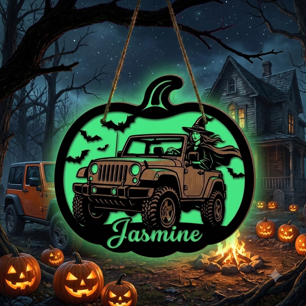 Jeep Witch Personalized Luminous Wooden Sign-DN2808260954