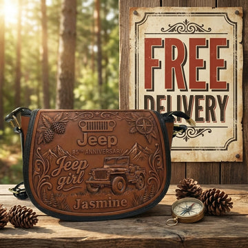 Jeep 85th Anniversary Personalized Leather Saddle Bag TN2407261654