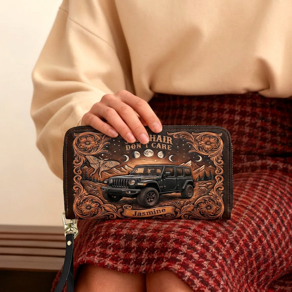 Jeep Hair Don't Care Personalized Leather Bag + Free Wallet TN2407261357