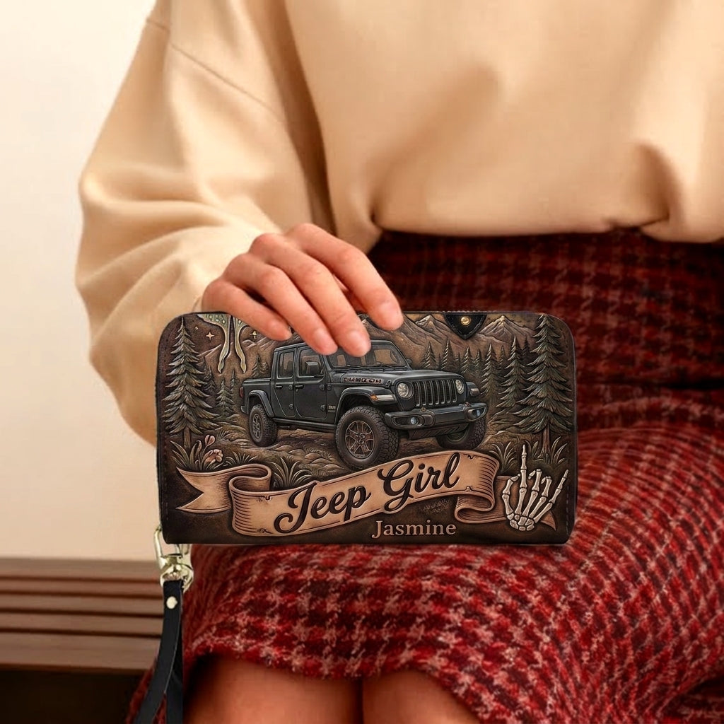 Jeep Girl By Night Personalized Leather Bag + Free Wallet TN2407261358