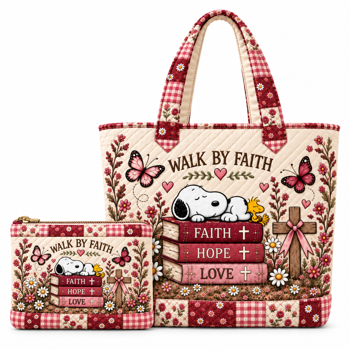 Walk By Faith Gift For Her - Personalized Quilted Tote Bag - P-Nust DN2410260051
