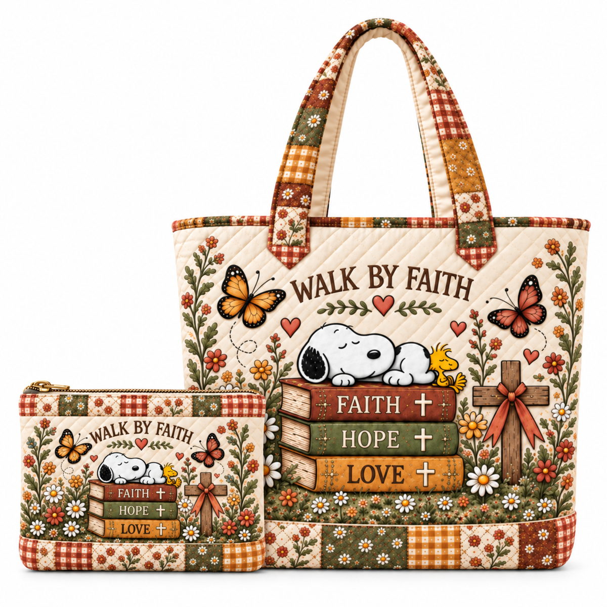 Walk By Faith Gift For Her - Personalized Quilted Tote Bag - P-Nust DN2410260051