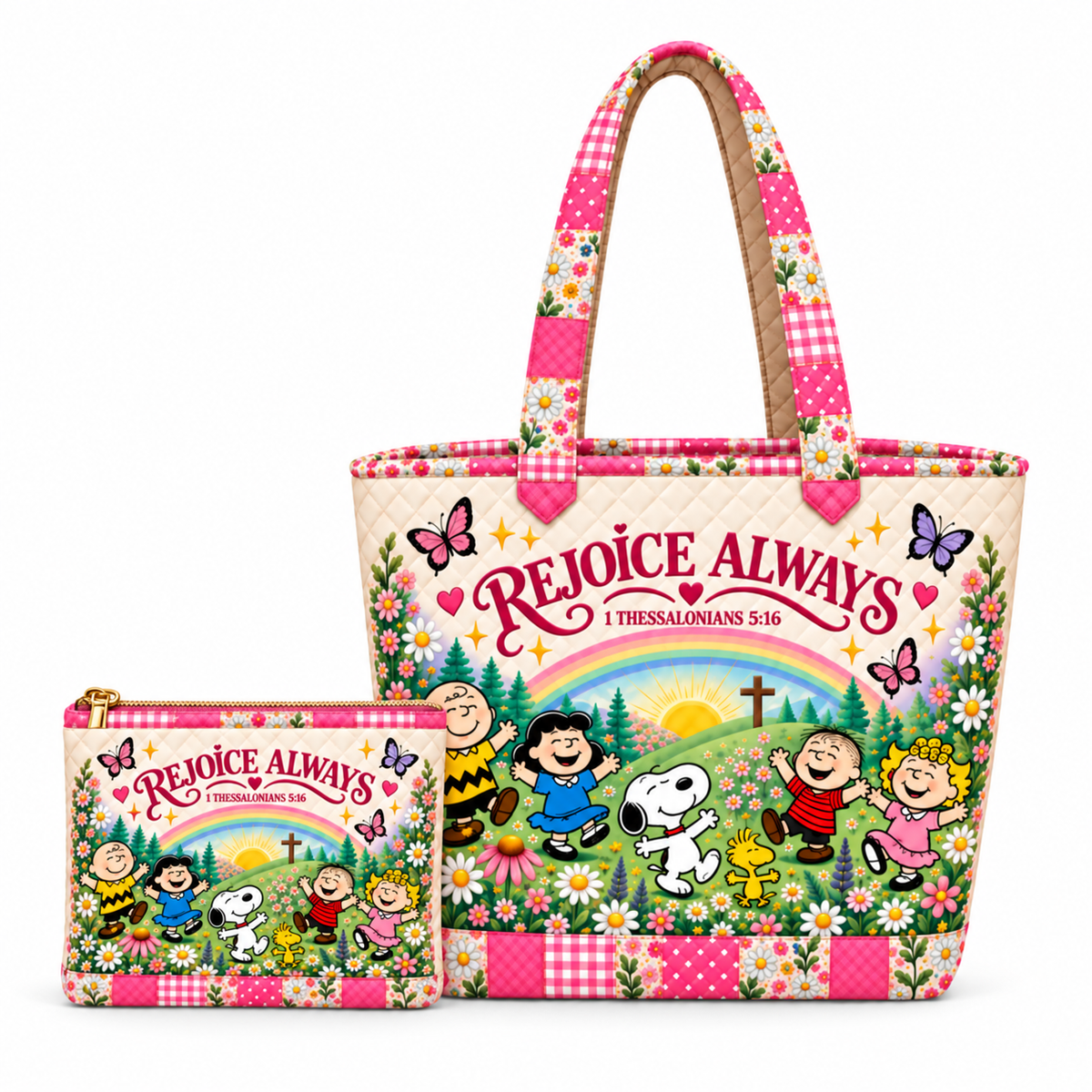 Rejoice Always Gift For Her - Peanuts Christian Quilted Tote Bag - P-Nust DN2410260050