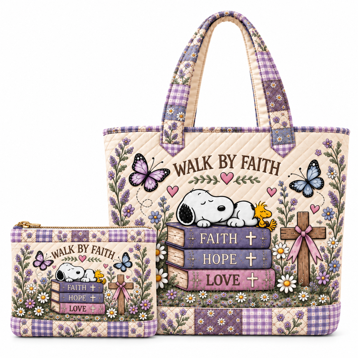 Walk By Faith Gift For Her - Personalized Quilted Tote Bag - P-Nust DN2410260051