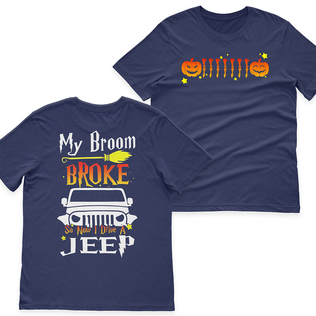 Jeep My Broom Broke Pumpkin Funny Halloween T-Shirt Hoodie Supler Store