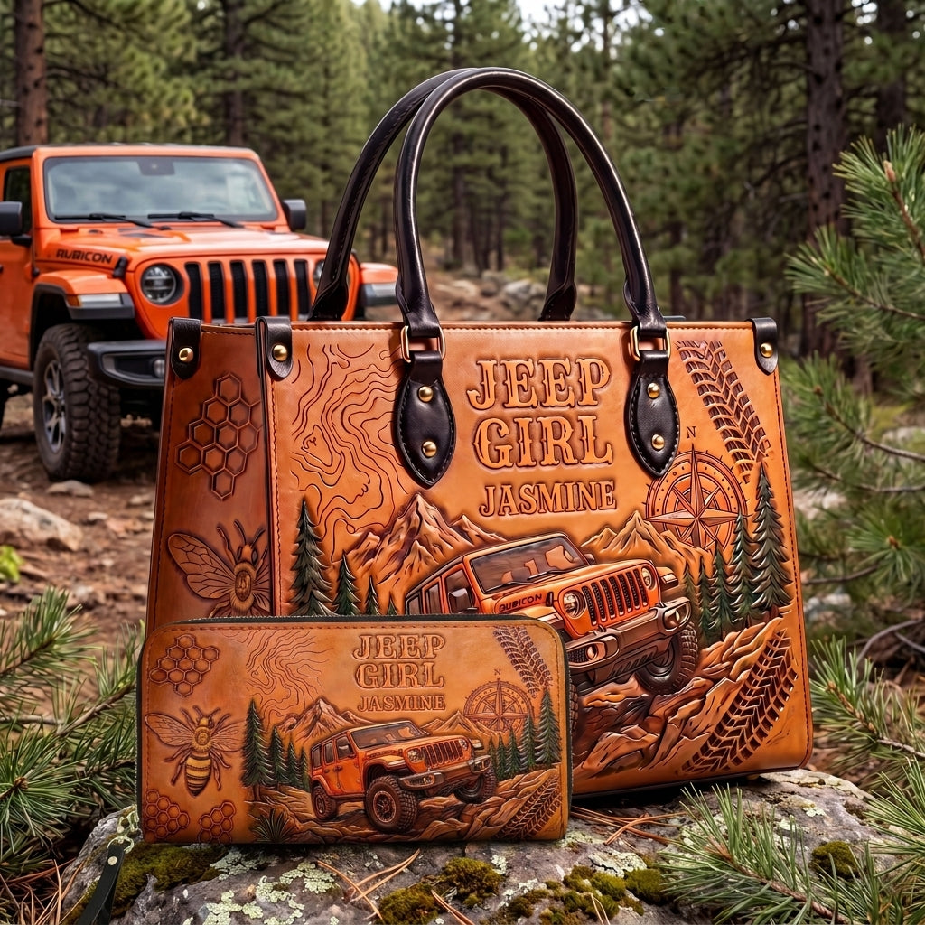 Jeep & Bee Personalized Leather Bag + Free Wallet TN2407261405