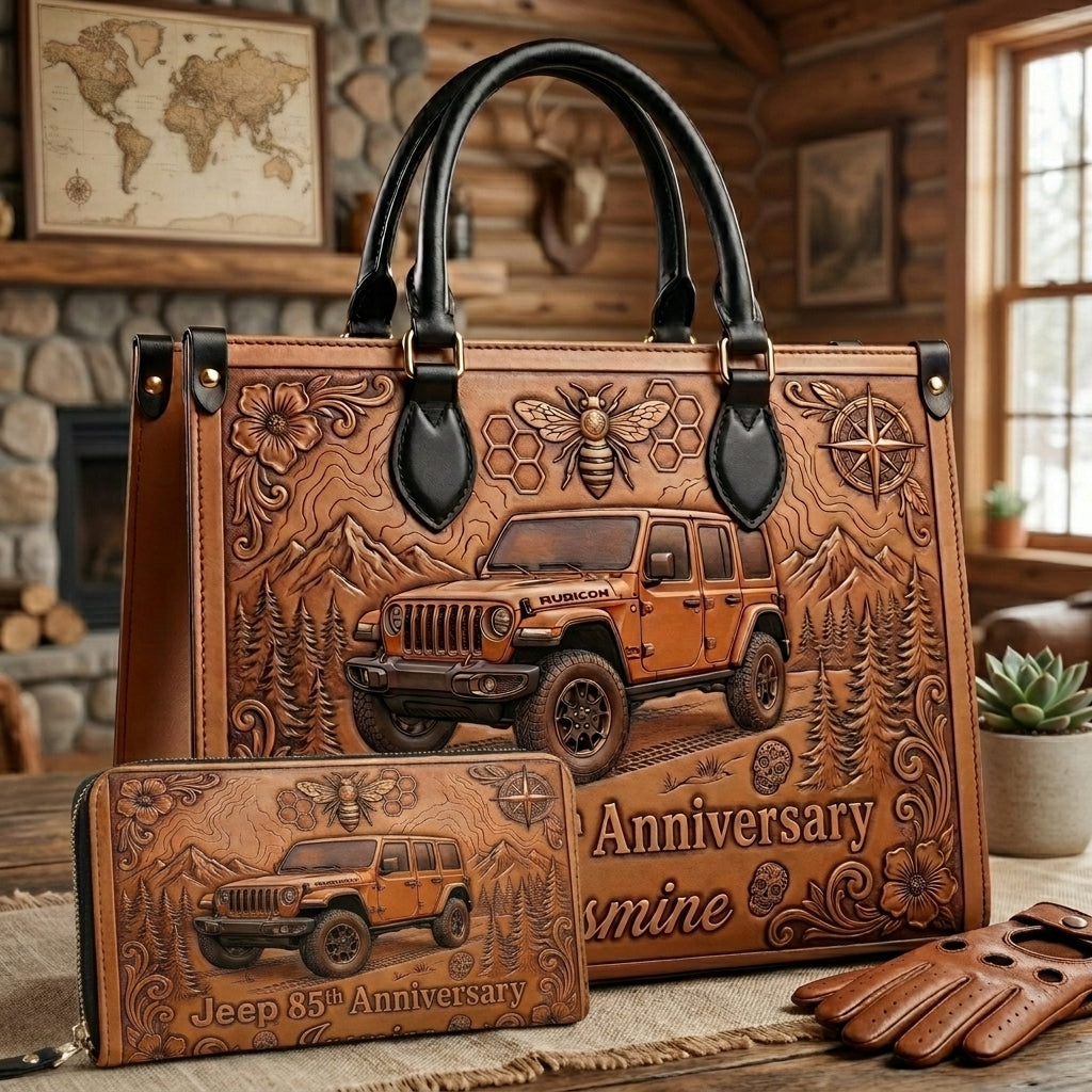 Jeep 85th Anniversary V4 Personalized Leather Bag + Free Wallet TN2407261346