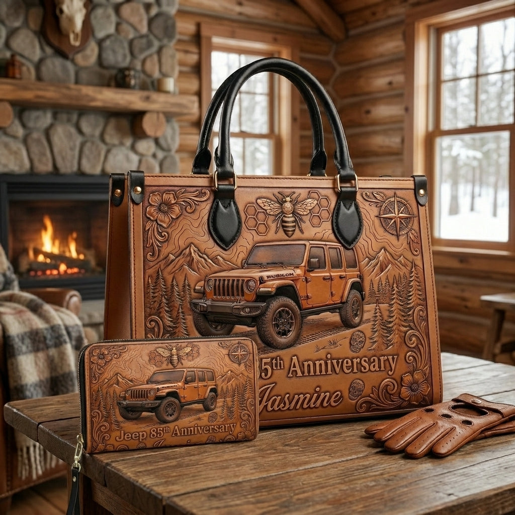 Jeep 85th Anniversary V4 Personalized Leather Bag + Free Wallet TN2407261346