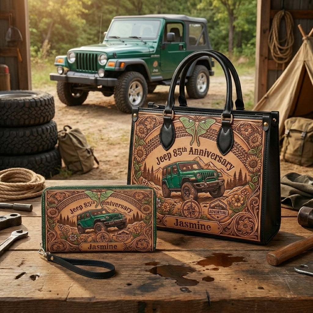 Jeep 85th Anniversary V3 Personalized Leather Bag + Free Wallet TN2407261356