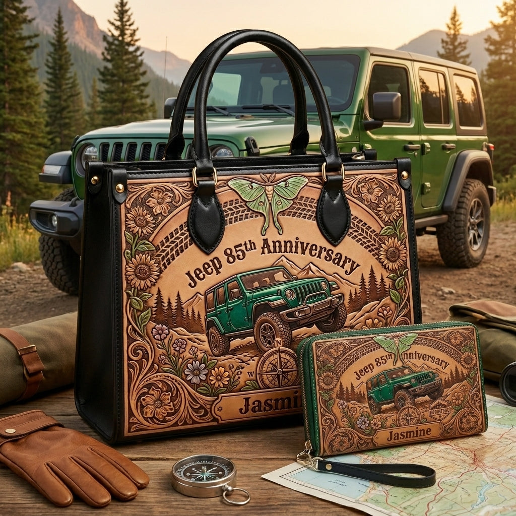 Jeep 85th Anniversary V3 Personalized Leather Bag + Free Wallet TN2407261356