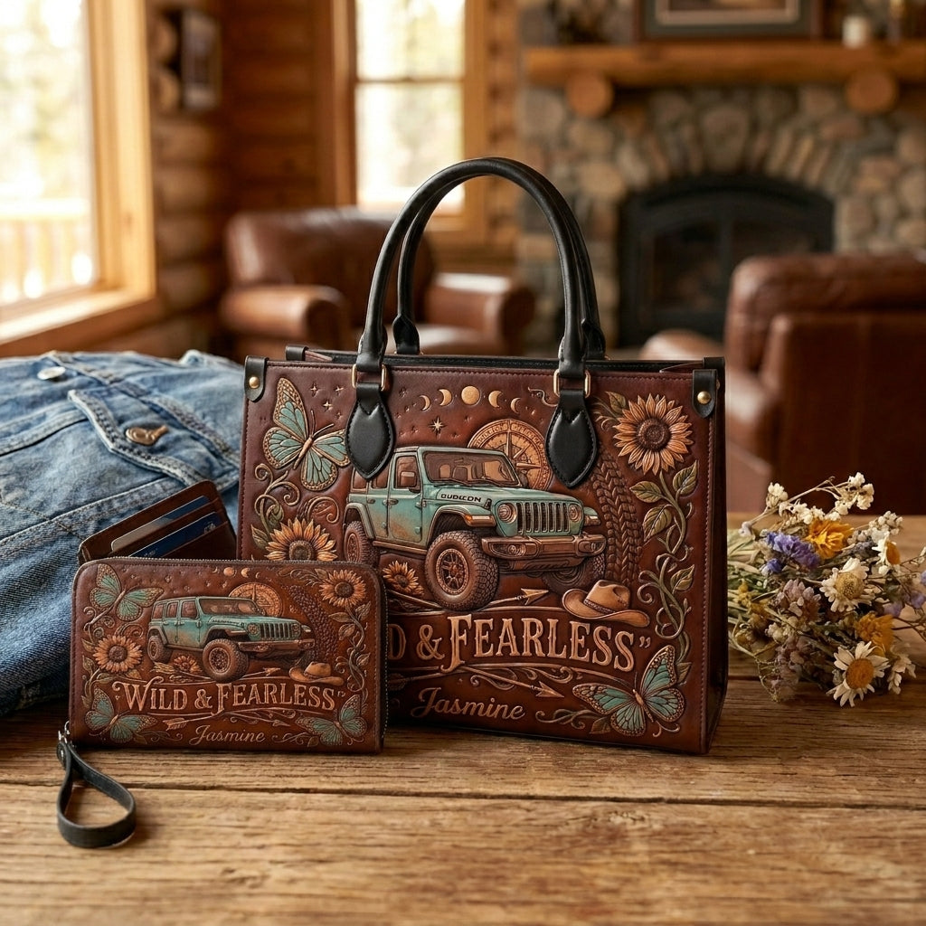 Wild & Fearless Personalized Leather Bag + Free Wallet TN2407261403