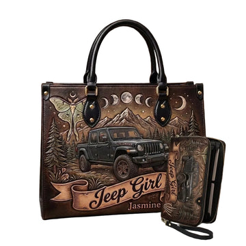 Jeep Girl By Night Personalized Leather Bag + Free Wallet TN2407261358
