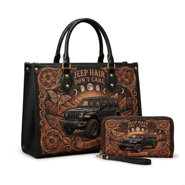 Jeep Hair Don't Care Personalized Leather Bag + Free Wallet TN2407261357