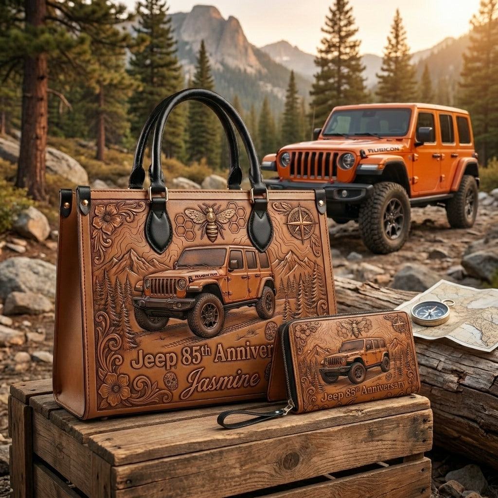Jeep 85th Anniversary V4 Personalized Leather Bag + Free Wallet TN2407261346