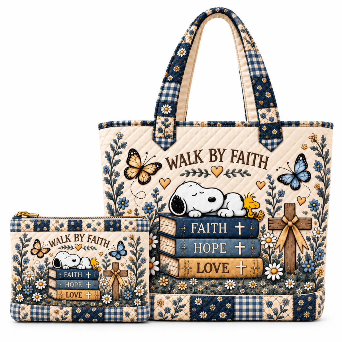 Walk By Faith Gift For Her - Personalized Quilted Tote Bag - P-Nust DN2410260051