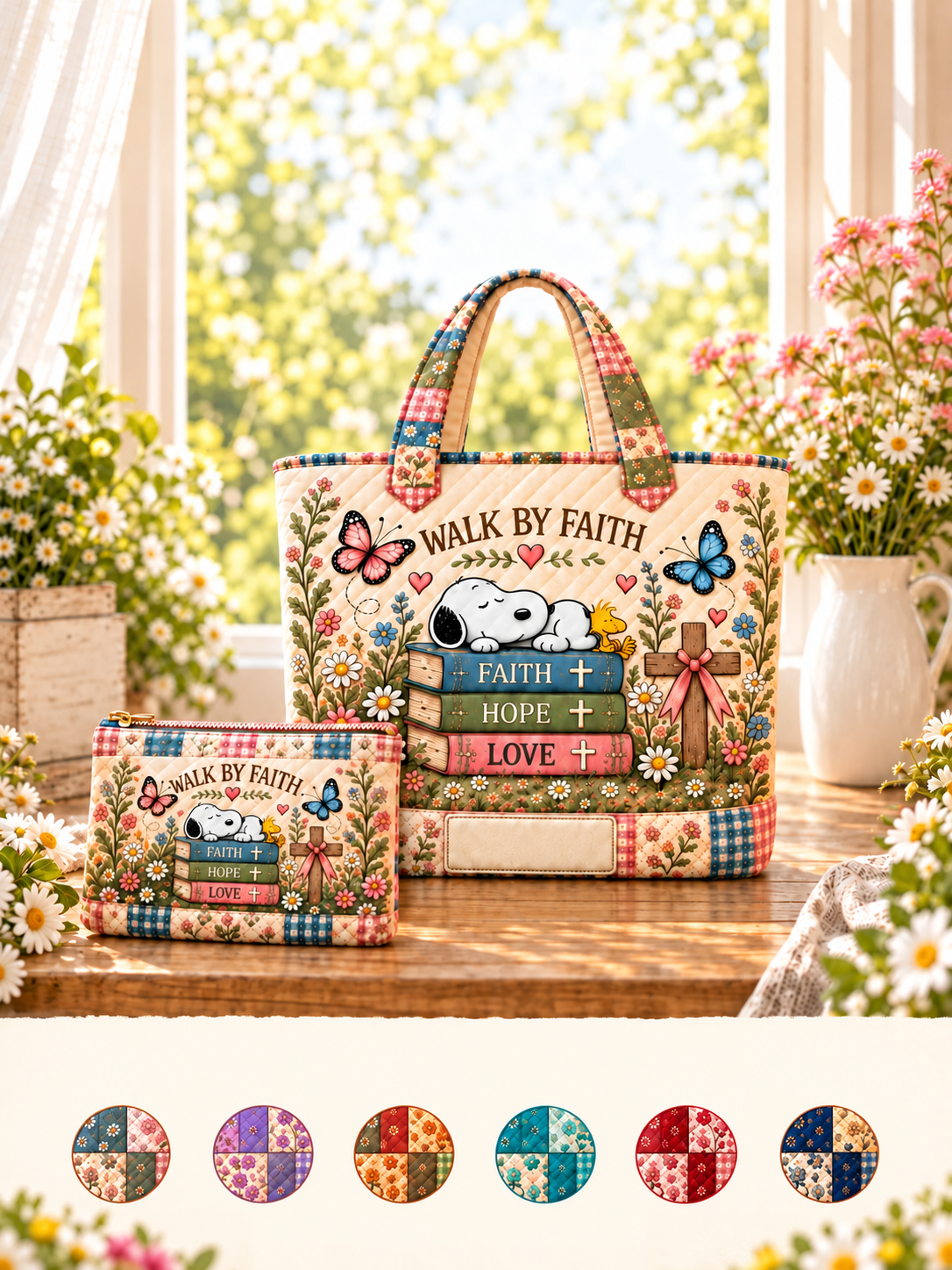 Walk By Faith Gift For Her - Personalized Quilted Tote Bag - P-Nust DN2410260051