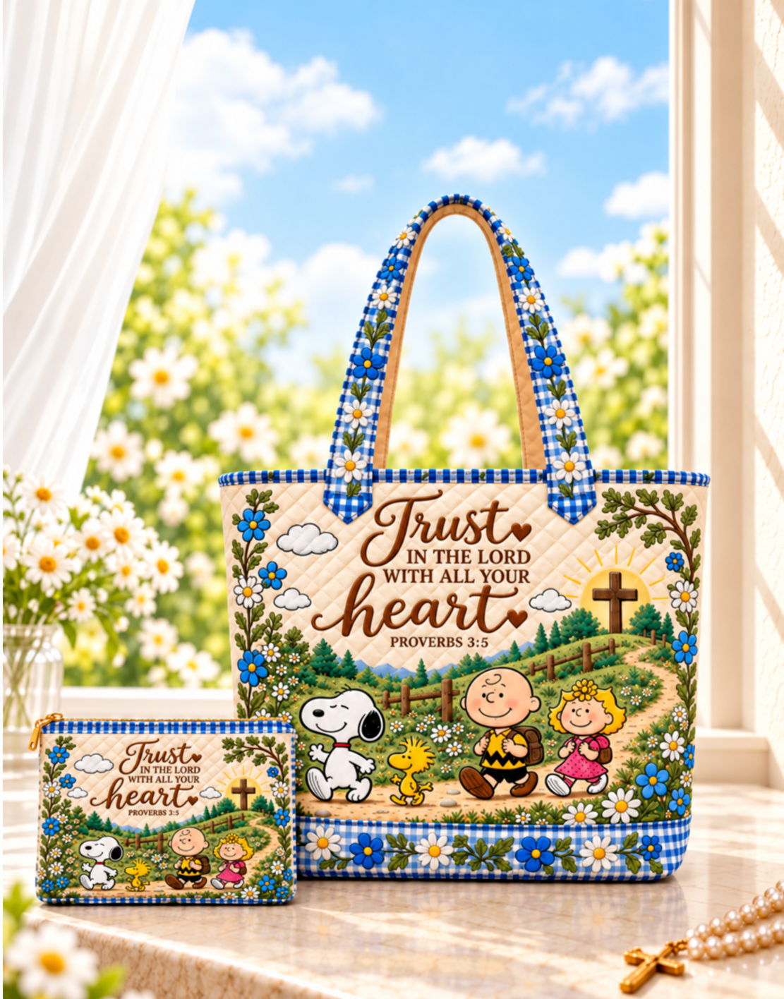 Trust In The Lord Proverbs 3:5 Christian Gift For Her - Personalized Quilted Tote Bag  P-Nust DN2410260116